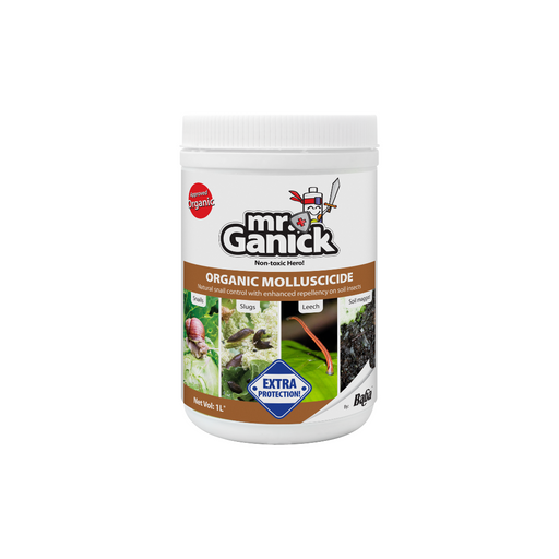 Mr. Ganick organic molluscicide container on a white background