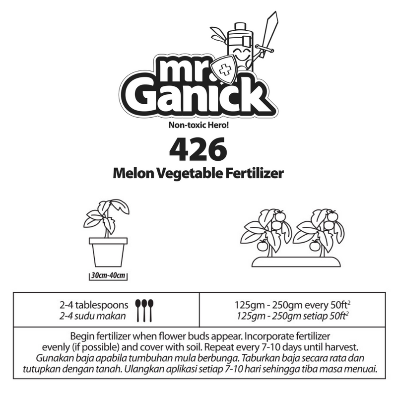 Mr Ganick 426 Organic Melon Vegetable Fertilizer (400gm/1kg)