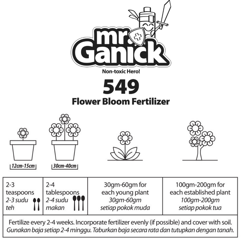 Mr Ganick 549 Organic Flower Bloom & Stem Fertilizer (400gm/1kg/4kg)